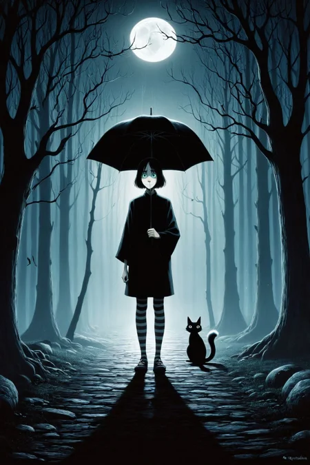 by Tim Burton and Duy Huynh in the style of Hayao Miyazaki, <lora:Hyperrealism style v3:1.00>