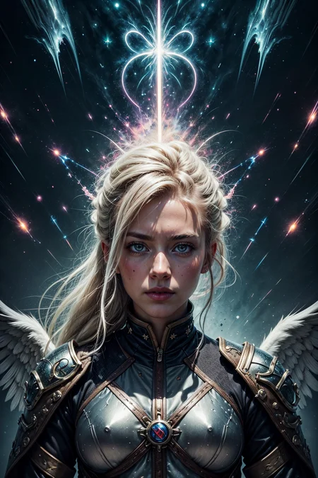 (masterpiece, detailed:1.3), vivid colors, <lora:add_detail:1>,
(1man, old icelandic male:1.2), wise, pink eyes, white hair, fade with sideburns,
portrait, (bloody scars:0.7), looking away, solo, (full body:0.6), detailed background, (victorian theme:1.1), angelic face, divine fury, holy guardian, floating light particles, dark brown battleworn leather armor, circlet, coat of arms, tabard, divine ray of light, religious symbol, bright clouds, bright realistic lighting, reflections, icy tundra, intense atmosphere, healing aura,
<lora:StarDust:0.6>,