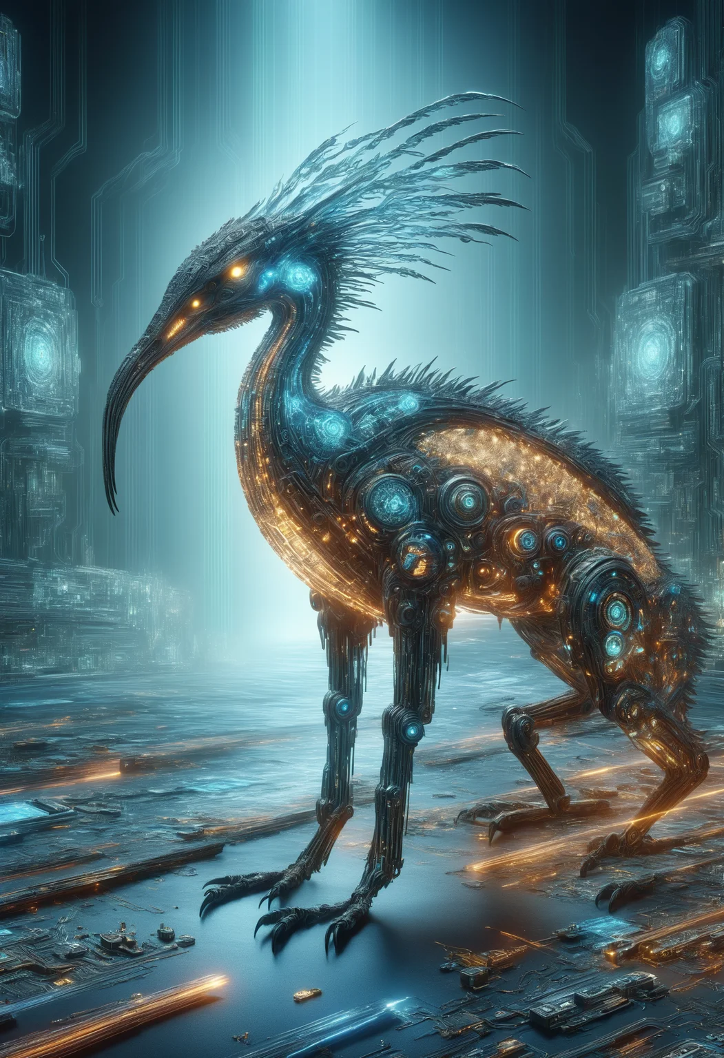 DonMQu4n7umZ3r0XL a amorphous nautical chaos stocky Hydra, hide skin, claws, bird-like head, , village, scree,miasma,tundra,sand dune,quantum tech, futuristic,circuit board,
<lora:DonMQu4n7umZ3r0XL-000006:0.8>,