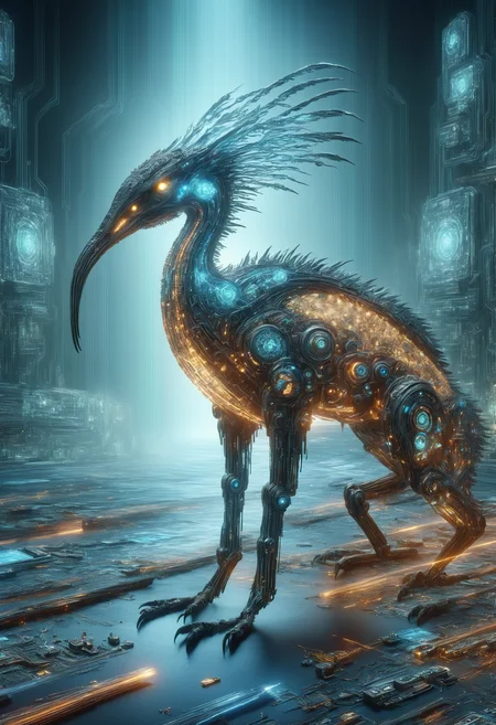 DonMQu4n7umZ3r0XL a amorphous nautical chaos stocky Hydra, hide skin, claws, bird-like head, , village, scree,miasma,tundra,sand dune,quantum tech, futuristic,circuit board,
<lora:DonMQu4n7umZ3r0XL-000006:0.8>,