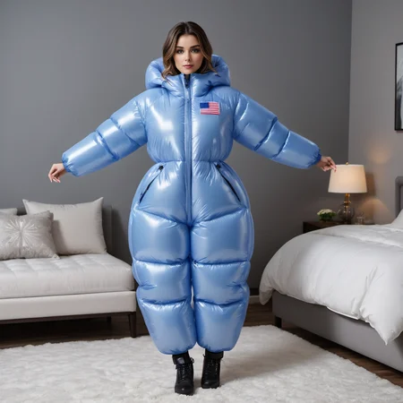 one cute american women wearing a large inflatable jacket downsuit puffer_downsuit , hyperdetailed photography,4k textures,intricate details,4k resolution, <lora:puffer_downsuit_v1:0.4>, bedroom made from puffer downsuit material scene
<lora:inflatablerubber:0.8>