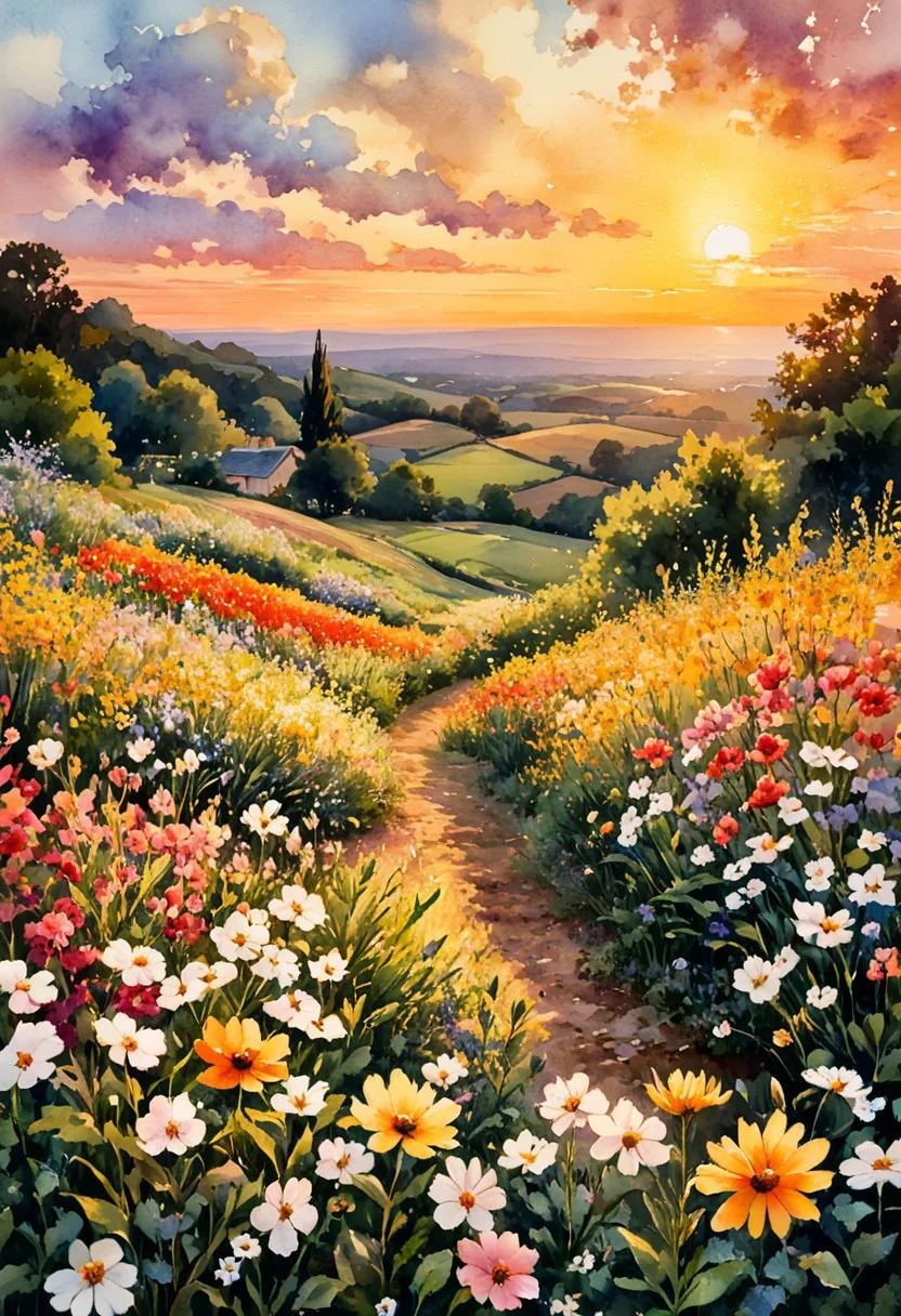 watercolor art, charles raymer, explosion of flowers in a quiet groove, dreamy landscape, sunset golden hour, high detailed, figurative art with a dreamy quality, use of impasto technique
midjourneyv6.1, Inkpunk
