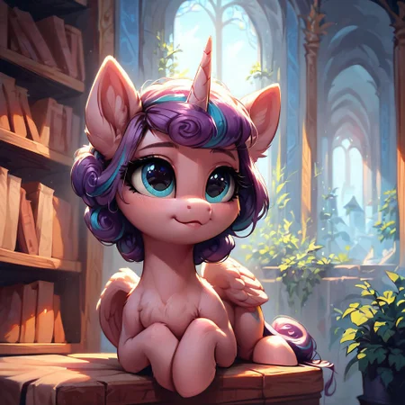 masterpiece, score_9, score_8_up, score_7_up, (best quality:1.1), ultra-detailed, high resolution, 1 girl, solo, baby pony, small, alicorn, mlp, highly detailed macro illustration, flurry heart, feral, female, cute, (indoors), (((beautiful detailed eyes))), Long eyelashes, fluffy, ear fluff, long eyelashes, (cornering), taking cover, spying, crystal wall, Highly Visible, (((8k))), sharp focus, perfect lighting, anatomically correct, extremely detailed, shine on body, (crystal palace Interior),, high detail, cute face, Expressiveh, detailed background, OverallDetail, zPDXL2, <lora:Corneringv1:0.8>
