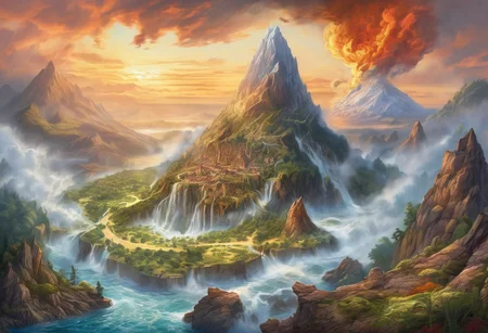 (masterpiece:1.2), (best quality,:1.2), 8k, HDR, ultra detailed, (drawing), vibrant color
Harmony of elemental energies.
Ultimate display of elemental mastery. Encompass all four elements in a harmonious and creative way. Showcase (the essence of air), (the beauty and power of water), (the intensity of fire) and (the strength and solidity of earth).
Air might be expressed with floating islands, gentle breezes, flying creatures, or ethereal, sky-bound realms.
Water might be expressed with Imagine serene lakes, raging seas, water elemental creatures, or underwater realms.
Fire might be expressed with volcanic landscapes, fiery creatures, or hot waifus.
Earth might be expressed with majestic mountains, lush forests, cavernous underground realms, or earthy creatures.