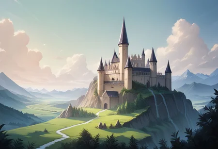 score_9, score_8_up, score_7_up,newest,safe,source_anime,ncrender,landscape,outdoors,mountain,castle,