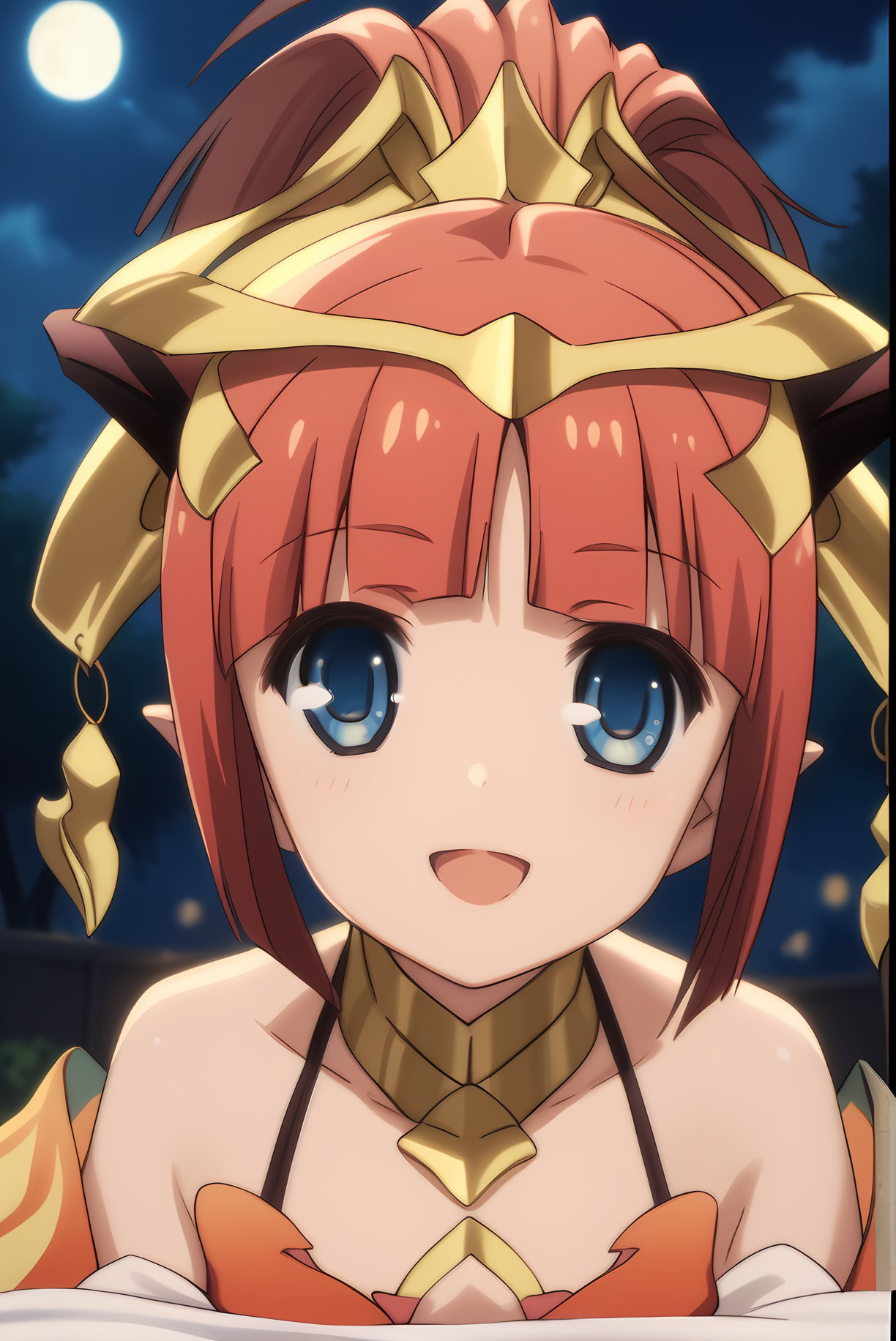 (), mt-sandora, red hair, hair ornament, necklace, 1girl, solo, skinny, feet, score_9, score_8_up, score_8, score_7_up, score_7, source_anime, happy, night sky, (full body|sitting|standing|lying|close-up| :1.20), <lora:mt-sandora-V01-000005:1.00>