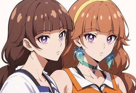 score_9, score_8_up, score_7_up, source_anime,
Amanogawa Kirara, brown hair, blunt bangs, long hair, low twintails, yellow hairband, purple eyes, kiara_default