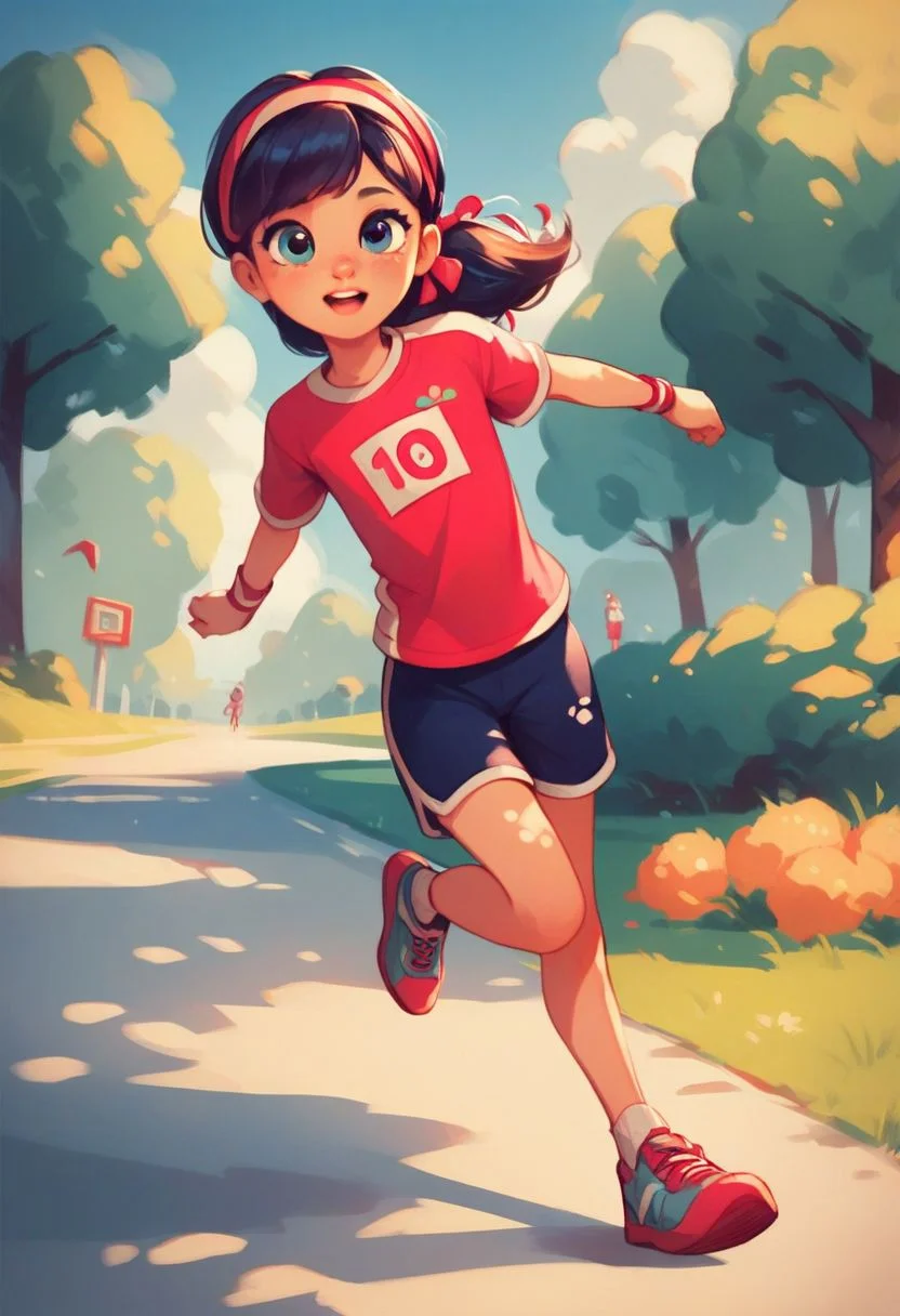 score_9, score_8_up, score_7_up, score_6_up, score_5_up, score_4_up, break, source_cartoon, marinette, inloved, cute doodle, young, cute, petite, look the viewer, sport clothes, park, running