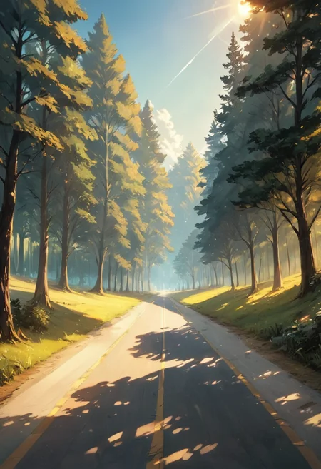 masterpiece,best quality, highly detailed, score_9, score_8_up, score_7_up, score_6_up,source_Anime,<lora:xl_more_art-full_v1:0.8>,half body shot,
BREAK
<lora:lightXL:0.8>neolight, road, tree, nature, outdoors, forest, sunlight, day, signature, path, ground vehicle, sky