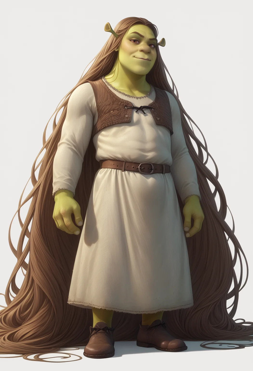 score_9_up, score_8_up, score_7_up, shrek, absurdly long hair, simple background, <lora:FloorLengthHair:0.7>, <lora:Shrek_XLPD:1>