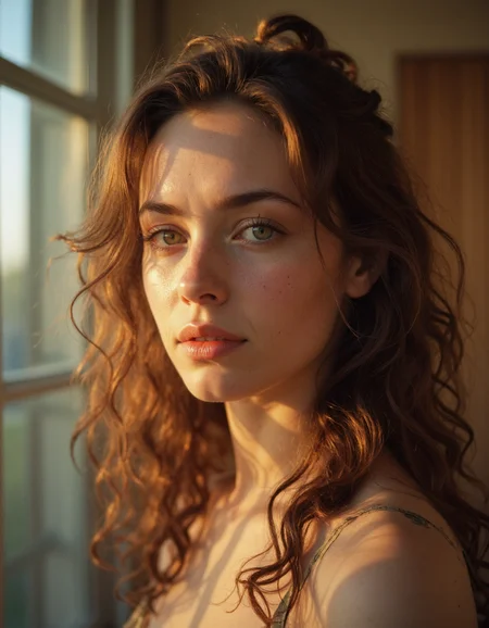 A lovely woman with sun-kissed skin,Cloudy hair,streaked hair,Sharp focus,Pripyat Ukraine,,Fuji superia 400,Neon Light,<lora:real-lora:1>