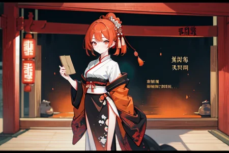 highly insanely detailed, masterpiece, top quality, best quality, highres, 4k, 8k, RAW photo, (very aesthetic, beautiful and aesthetic),  
(code_style,codestyle),traditional chinese text,english text,japanese text, 
<lora:CodeStyle (half generic class)_564920:0>, 
(1girl:1.3), 1other, 
korean architecture,tangerine background,âââ