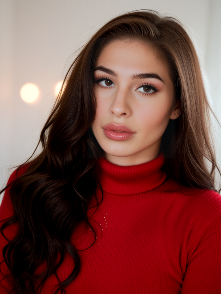 score_9, score_8_up, score_7_up,Al3x4Scout, Alexa Scout,  <lora:Al3x4Scout-pony:1>
 1girl, makeup, big lips, long hair, bobbed hair, red sweater portrait, solo, looking at viewer, bokeh, focus, film, velvia, artistic, best quality, photograph, focus