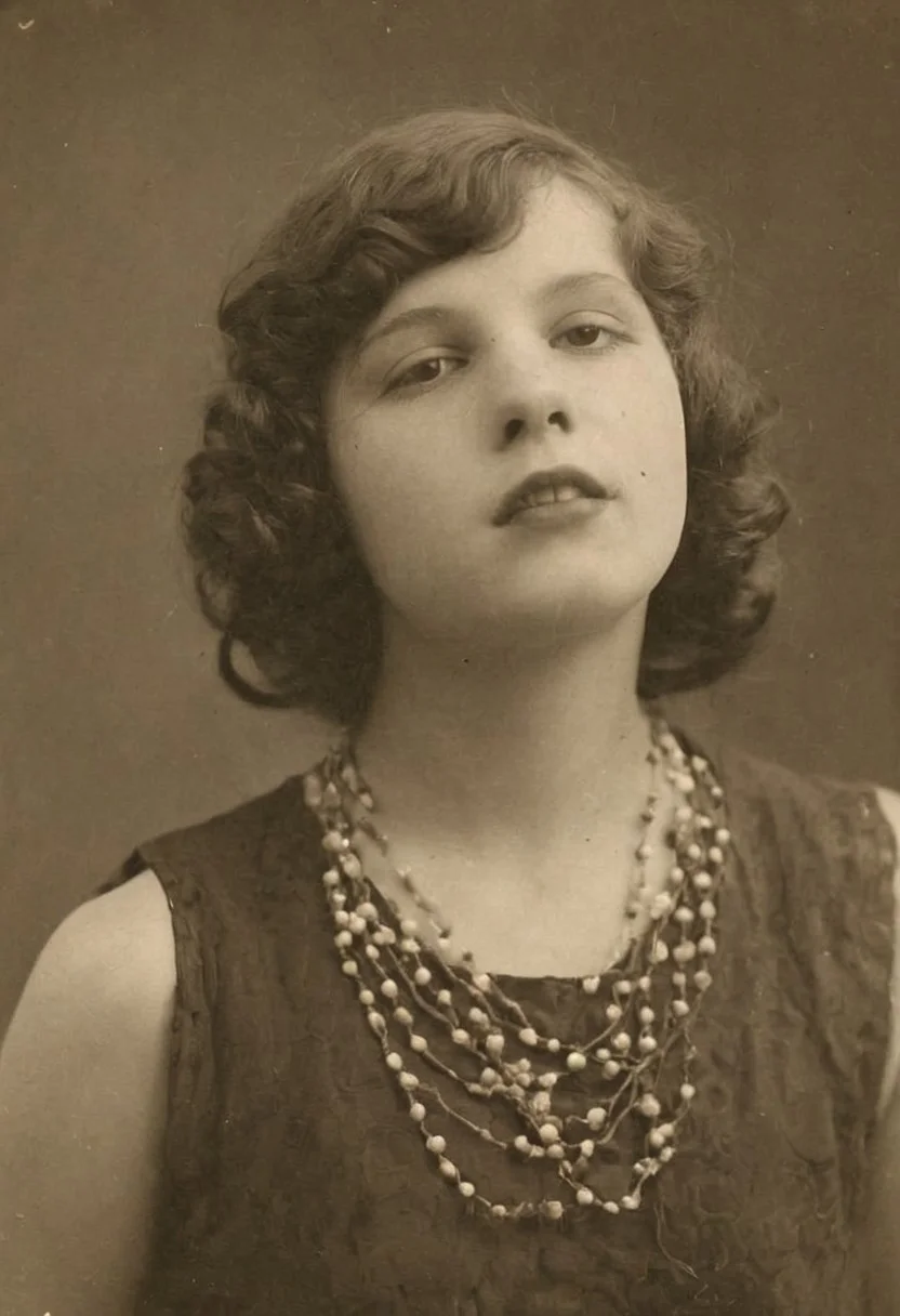 Vintage photo in 1920s of a young woman