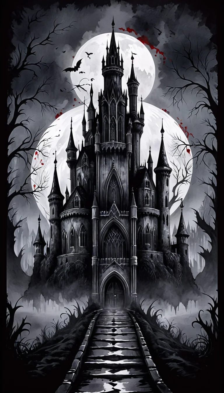 positiv Clip L:
(Create a Gothic poster featuring a sinister and foreboding dark castle)  (Cute and fluffy anime style)     ,   
positiv Clip G:
watercolor painting  . vibrant, beautiful, painterly, detailed, textural, artistic, Ink Dripping Drawing, ink drawing, dripping ink, Japanese Ink Drawing, ink drawing, inkwash, Japanese Ink Drawing (Create a Gothic poster featuring a sinister and foreboding dark castle)  (Cute and fluffy anime style)     ,