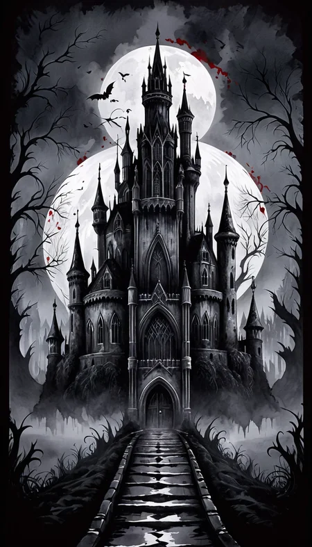 positiv Clip L:
(Create a Gothic poster featuring a sinister and foreboding dark castle) (Cute and fluffy anime style) ,
positiv Clip G:
watercolor painting . vibrant, beautiful, painterly, detailed, textural, artistic, Ink Dripping Drawing, ink drawing, dripping ink, Japanese Ink Drawing, ink drawing, inkwash, Japanese Ink Drawing (Create a Gothic poster featuring a sinister and foreboding dark castle) (Cute and fluffy anime style) ,