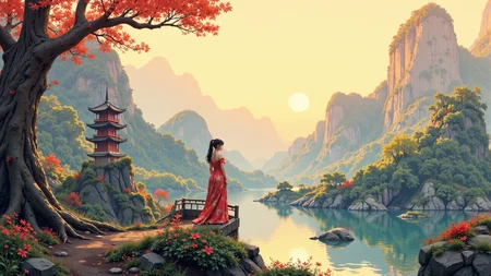 Hong Kong beautiful anime landscape, early morning, woman, very intricate, very detailed, sharp, bright, colorful, <lora:Hand v2:0.5> <lora:Anti-Blur:1><lora:Insane Detail Slider:0.25> <lora:flux.1_lora_flyway_Epic-detail_v2:0.3> <lora:fluxenhancer:0.25> <lora:ROWER:0.6> <lora:Niji Anime Stan Katayama:0.8> Niji Stan Katayama Style