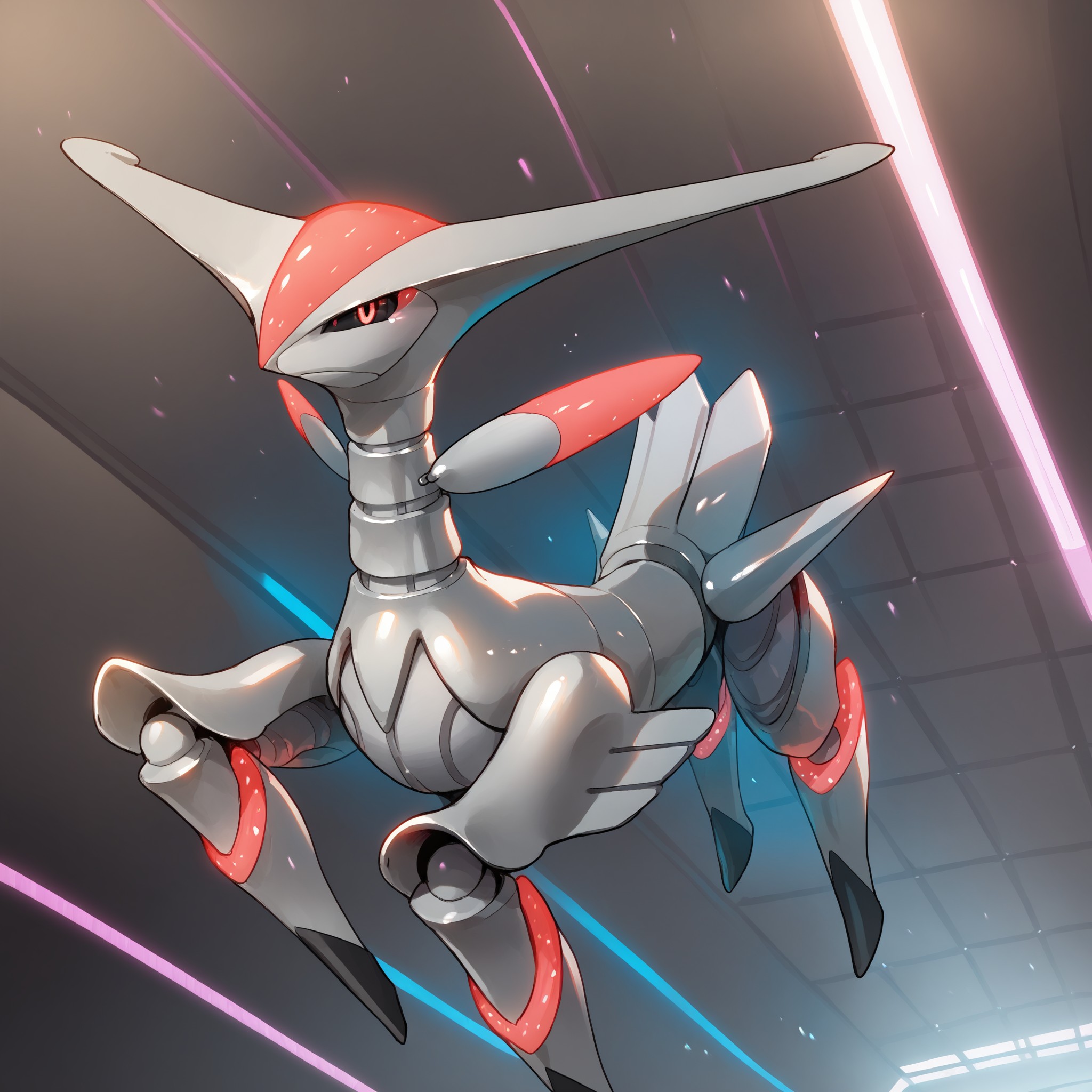 score_9, score_8_up, score_7_up, IrnLvs, pokemon \(creature\), (solo), close-up, looking at viewer, silver skin, multicolored skin, black sclera, robot, machine, mechanical body, cybernetic, digital, pixels, colored lights, glowing, full body, jumping, <lora:cefaa866-a58e-40ba-a219-79ab392f7d60:1.0>, <lora:fdebefeb-24ac-4848-a669-043bb562b60e:0.9>