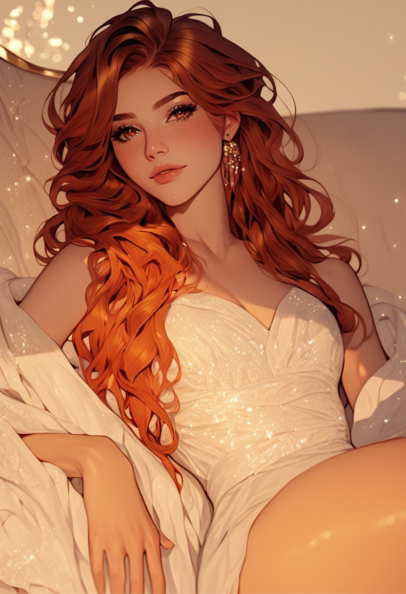 score_9,score_8_up,score_8,score_9, pastel colors, high contrast,
BREAK,
anime girl, golden hour sunlight casting beautiful perfect light on her face, wearing a breathtakingly beautiful intricate delicate sheer white knitted flowing ethereal dress with golden thread stitching made with exceptional craftsmanship, soft expression, long flowing red  hair, big brown eyes, artistic lighting, depth of field, calm and nostalgic, warm evening tones, soft  cinematic shadows, semi-realistic texture, highly  detailed eyes, petite,  elegant,sophisticated, elegant atmosphere, exquisitely tiny sexy waist, sexy hips , sexy thighs, randomized exquisitely beautiful indoor and outdoor backgrounds, randomized beautiful dynamic poses from different camera angles and body positions, perfect rule of 3rds, Dynamic pose, random camera angle