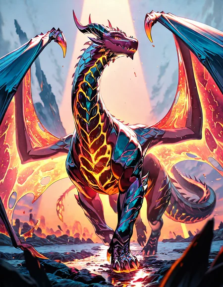 masterpiece, best quality, newest, absurdres, highres <lora:Dragon_collection_for_Illus:1> magma dragondragon, subsurface scathering, depth of field, skin pores, detailed skin, masterpiece, best quality, newest, absurdres, highres, feeling, impact, very awa, dim lighting, sidelighting, skindentation, amazing quality, scenery, very aesthetic, newest, volumetric lighting, blending, <lora:add-detail-xl:1> <lora:cfg_scale_boost:1> <lora:sdxl_enhance:1> <lora:spo_sdxl_10ep_4k-data_lora_webui:1>