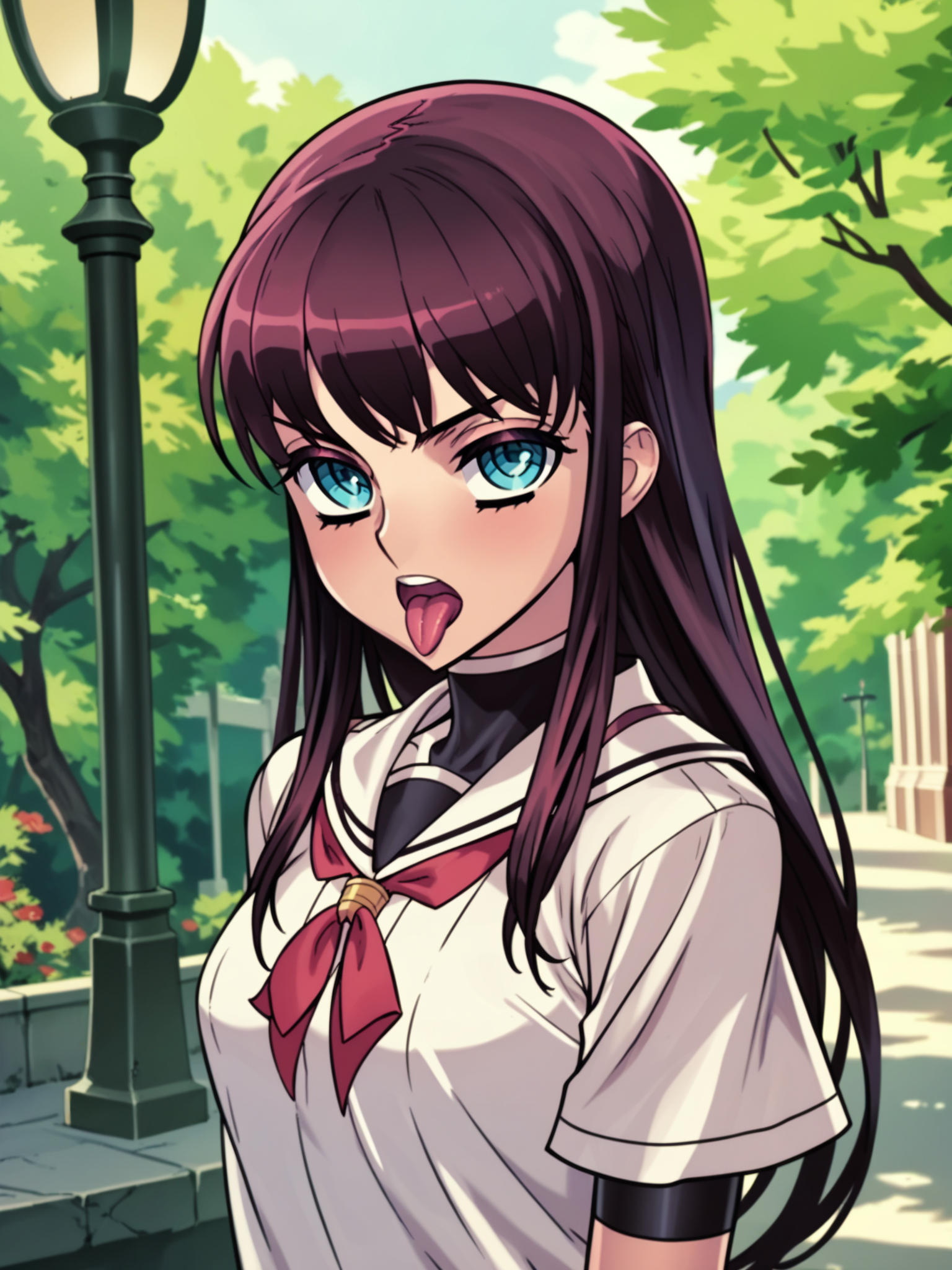 <lora:happy_tentacle-elseria-v0.5-000020>, ht_elseria, school uniform, , outdoors , 1girl, solo, upper body , , (tongue out, open mouth :1.2), heavy breathing , looking at viewer , standing , facing viewer , score_9, score_8_up, score_7_up, score_6_up, score_5_up, score_4_up, source_anime, anime screencap