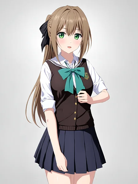 masterpiece, best quality,
<lora:heroneverseenagain.sdxl.v2:0.9> heroneverseenagain
1girl, solo
brown hair, ponytail,
green eyes,
school uniform,