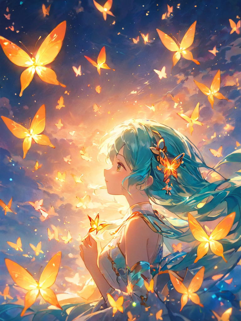 <lora:shenmingshaonv_xl:1>,(\shen ming shao nv\),glowing butterfly,1girl,miku,