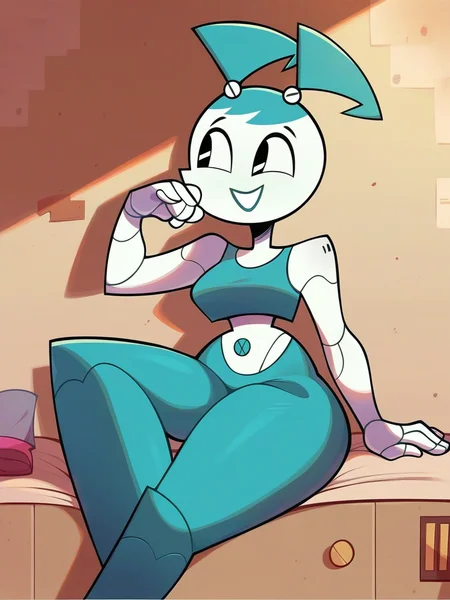 <lora:XJ-9:0.6>, x_j_9, 1girl, robot, blue hair, black eyes, (((curvy body))),, score_9, score_8_up, score_7_up,