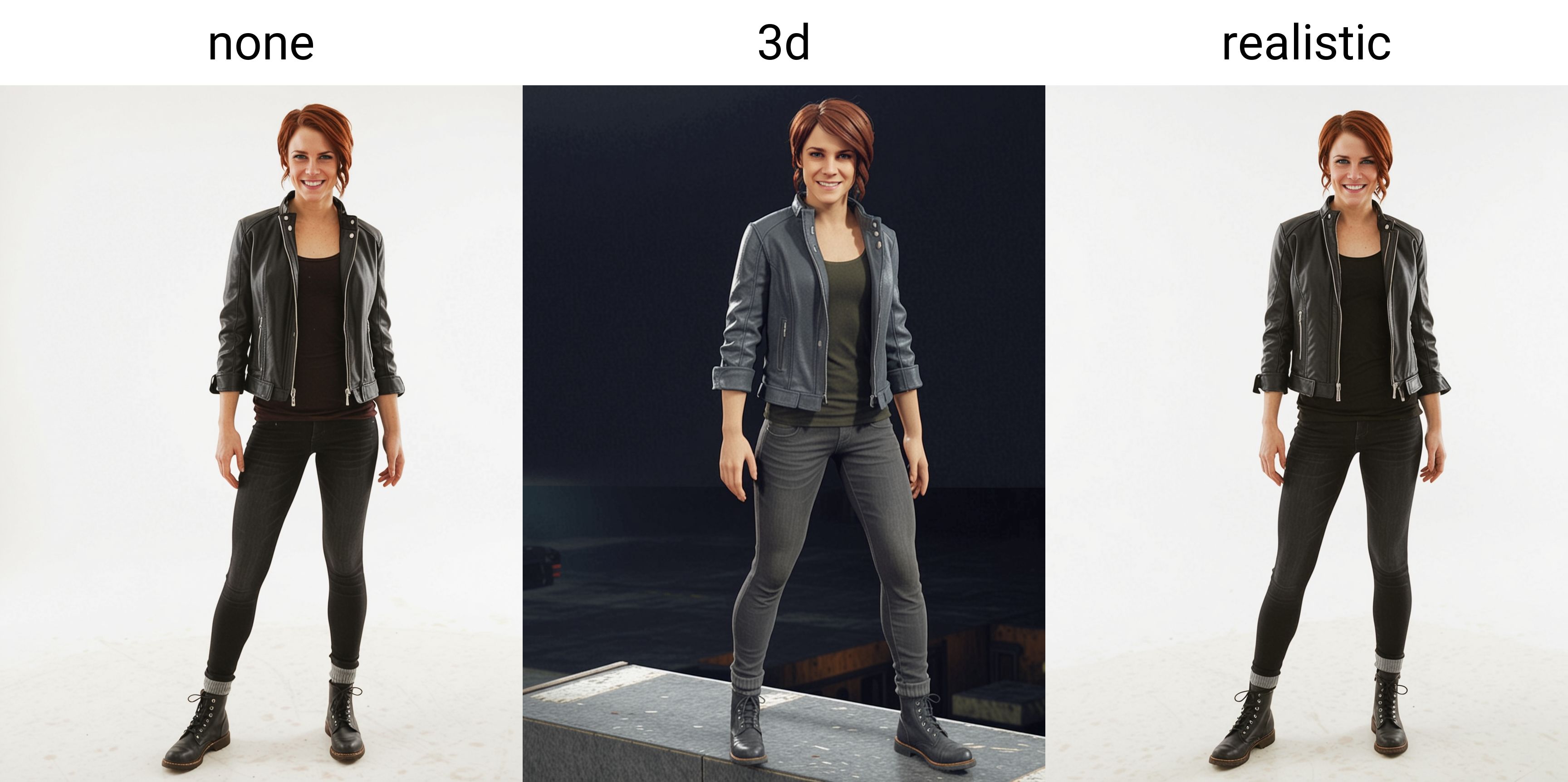 <lora:dmd2_sdxl_4step_lora_fp16:1>solo,solo focus,none,
a woman,faced to viewer,smile,
<lora:Jasse_Faden_v6_biglust:1>woman,jasfdn face,(jas hair:1.2),jacket,(pants,boots,:1.1),
full body