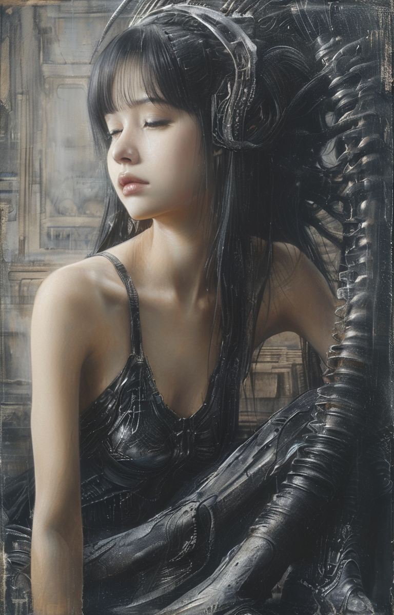masterpiece,best quality,<lora:tbh295-sdxl:0.9>,illustration,style of H. R. Giger portrait of idolmaster cinderella girls,