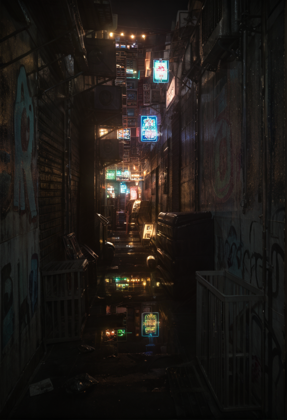 ,ruanyi0866,alley,dark,night,light,outdoors,neon lights,
1girl,solo,against wall,,ruanyi0852,gold,sleeveless dress,backless dress,jewelry,hood,plunging neckline,bracelet,necklace,<lora:0866 night road_v1_pony:1>,<lora:0852 Halter neck strap slit skirt_v1_pony:0.7>, score_9,score_8_up,score_7_up,,8k,1girl,solo,,