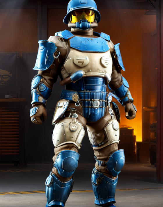 ((Masterpiece, best quality,edgQuality,photorealistic,ultra photorealistic)),standing,posing for a picture,
edgHalo_armor,power armor, a man in a helmet and armor standing in a garage ,wearing edgHalo_armor
 <lora:edgHaloXL:1>