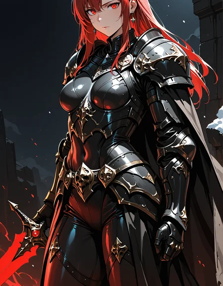 masterpieces, best quality, highres,
holding red sword, 1girl, solo, breasts, gauntlets, shoulder armor, looking at viewer, standing, bodysuit, medium breasts, (in the dark, deep shadow, low key, cold light), exquisite and clear, beautiful face, earrings fantasy armor
<lora:hinaIllustriousArmorMix_v1-rev1:0.8>