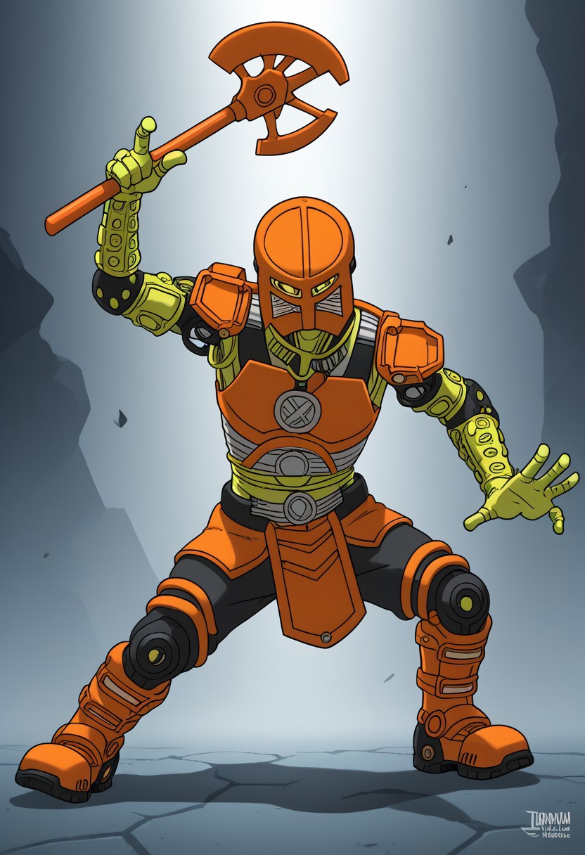 Toa Lewa, dynamic pose, axe