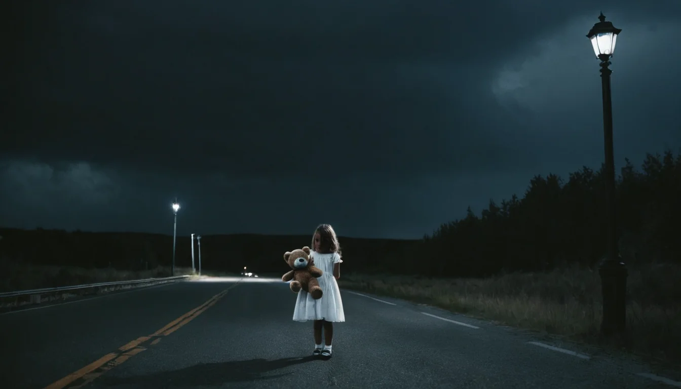 photograph fflixdcenv, scenery, no humans, original, road, lamppost, night, outdoors, dark, blue theme, street, building, sky, monochrome, light
 <lora:fflixdcenv-000013:0.7>
1girl, wearing a white dress while she holds a toy bear on her arms, spooky, horror, 50mm . cinematic 4k epic detailed 4k epic detailed photograph shot on kodak detailed cinematic hbo dark moody, 35mm photo, grainy, vignette, vintage, Kodachrome, Lomography, stained, highly detailed, found footage