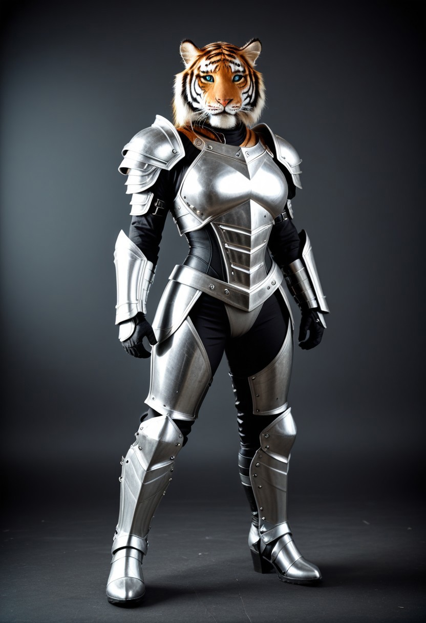 The armored Queen of tigers, female tiger, 18 years old, mean tiger eyes, skimpy leather armor of mists, zoomed out:.10, raw, masterpiece, extremely detailed photo, extreme ultra best picture, extreme ultra intricate creative detail, extreme hyper realistic detail, extreme ultra hyper photo realism, extreme ultra-hyper immersive visuals, extreme 3D realistic, ultra 4080p, HD, VFX, SFX, FKAA, TXAA, RTX, SSAO, full portrait