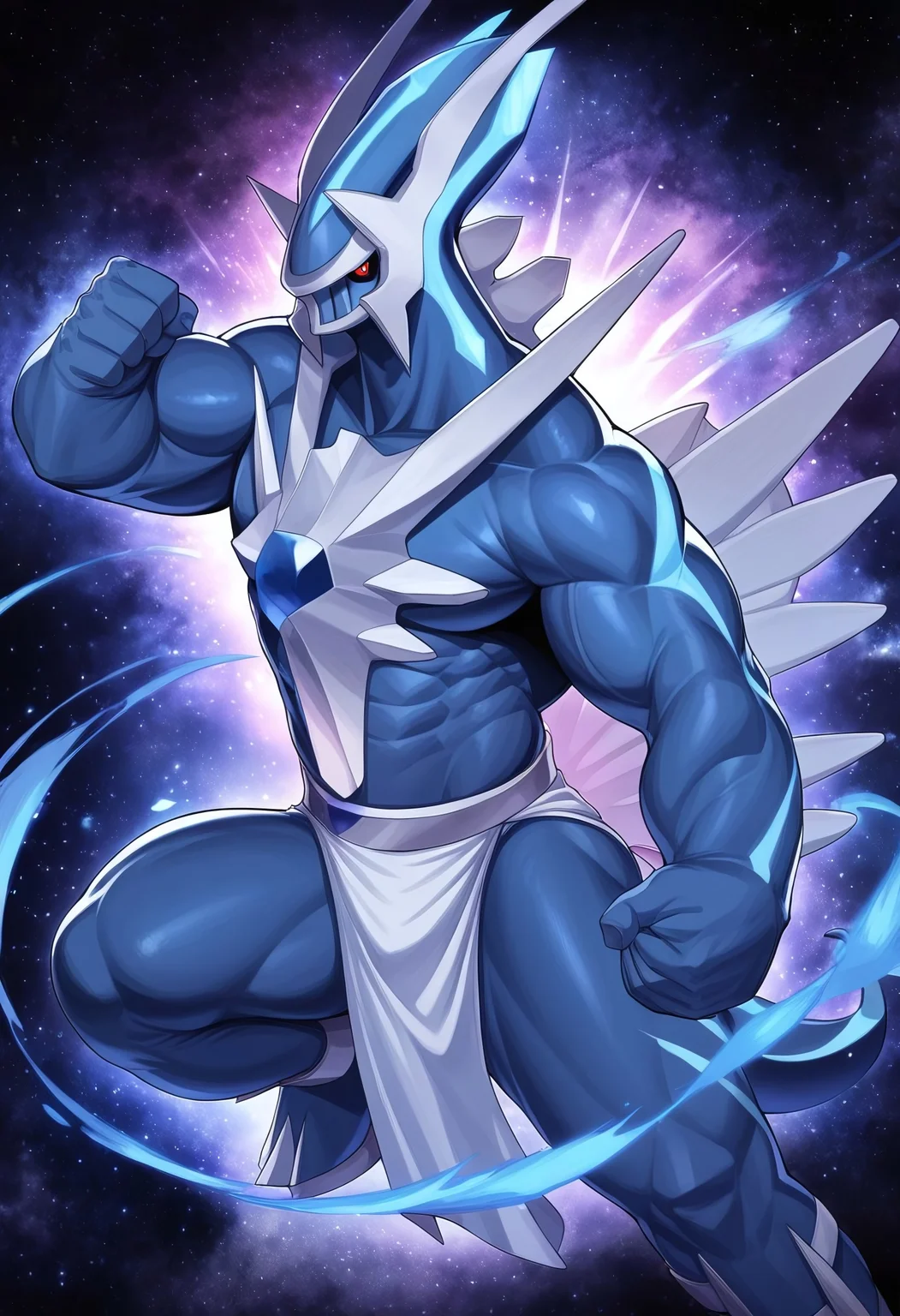 score_9, score_8_up, score_7_up, score_6_up, pin-up, csr style,
BREAK
pokemon (creature), gorgeous, anthro, male, 1boy,solo, no humans, solo, muscular, OverallDetail, Expressiveh,
dialga, dark sclera, red eyes, white tattoos, white loincloth, flying, (galaxy background:1.2), (blue magic, blue energy), punching pose