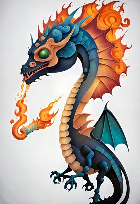 a fire breathing dragon, minimalist