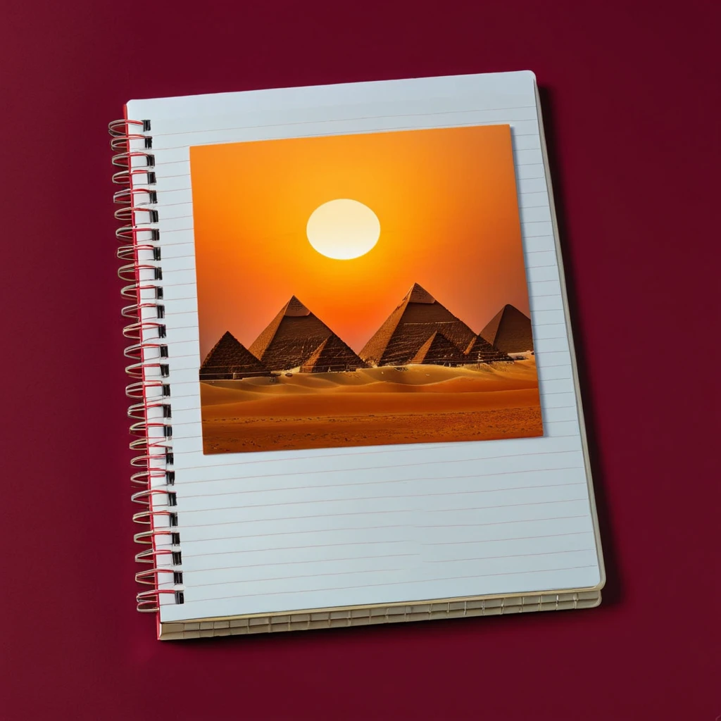 (notebook showcase) <lora:20_notebook_showcase:1.1>
Maroon background,
high quality, professional, highres, amazing, dramatic,
(Ancient Egyptian pyramids and desert sunset:0.5),