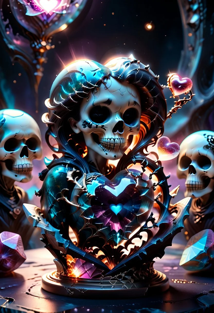 score_9, score_8_up, score_7_up, (Toon Reaper), with, (Crystal:1.3), with galaxy in the center of heart, (Marbleized skull under heart:1.3), 
Break,
(masterpiece), (realistic photo),