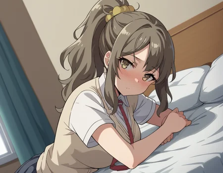 score_9, score_8_up, score_7_up, source_anime,
riofutaba, <lora:rio-futaba-s1-ponyxl-lora-nochekaiser:1>
rio futaba, long hair, brown hair, brown eyes, large breasts,
shirt, hair ornament, school uniform, white shirt, ponytail, short sleeves, necktie, scrunchie, red necktie, hair scrunchie, skirt, pleated skirt,
indoors, bed, bed room, on side, blush, drunk,
looking at viewer, cowboy shot, dutch angle, solo,