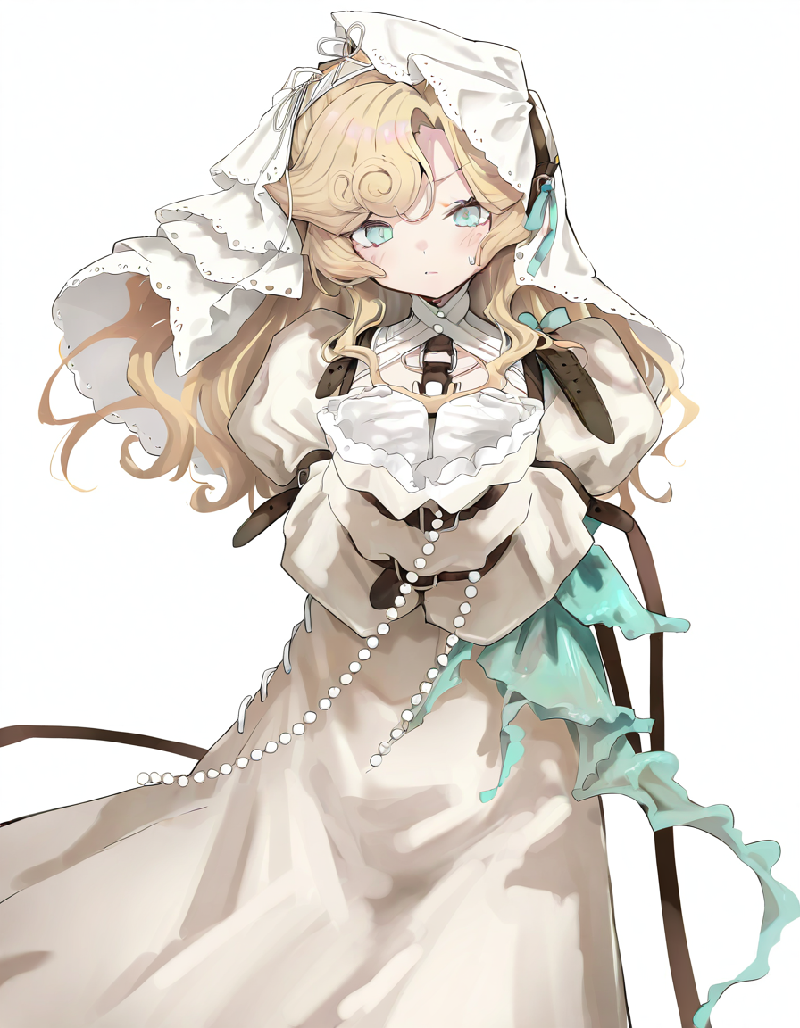 lorelei,1girl,solo,looking at viewer,simple background,white background,veil,cowboy shot,<lora:lorelei'-000014:1>,, masterpiece, best quality, very aesthetic, absurdres,newest, incredibly absurdres,, toshizou \(0714\)