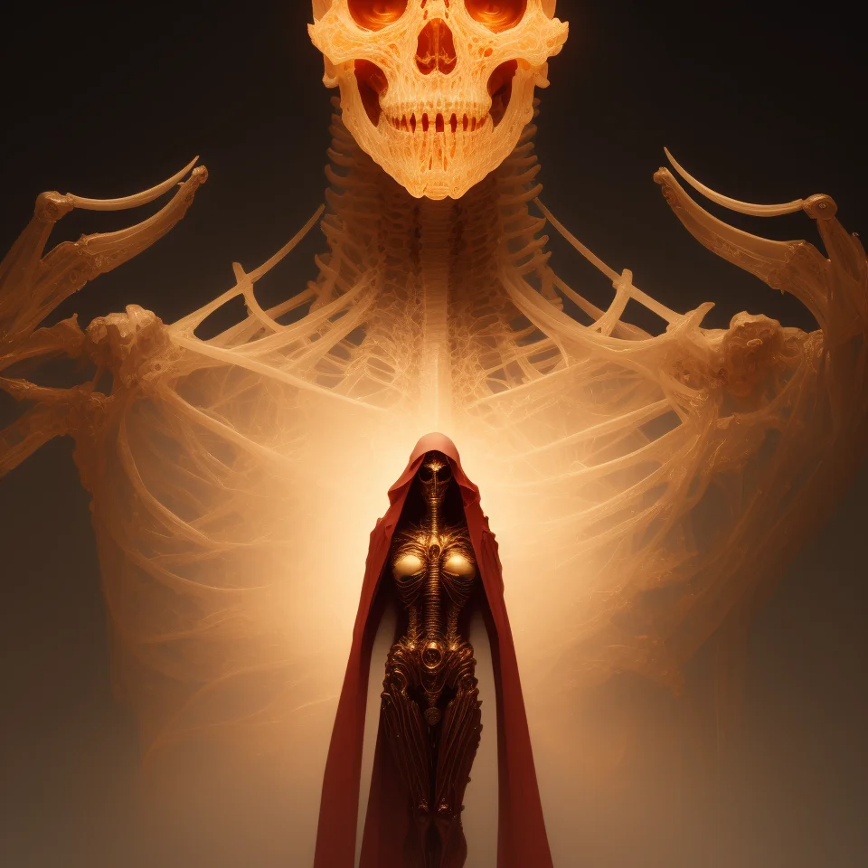 skeleton god with holy halo behind him, intricate, elegant, glowing lights, highly detailed, digital painting, artstation, concept art, smooth, sharp focus, illustration, art by artgerm and greg rutkowski and alphonse mucha and william-adolphe bouguereau, art by RFKTR_bontrex-150