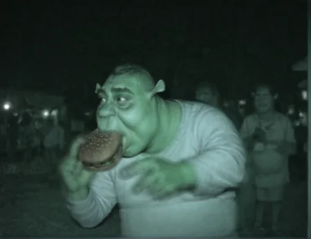 score_9, score_8_up, score_7_up, shrek eating a hamburger, closeup, cctv, night, overexposure,dark,motion blur,blurry background,grayscale,low quality,photo <lora:CCTV:0.8> <lora:Shrek_XLPD:0.9>