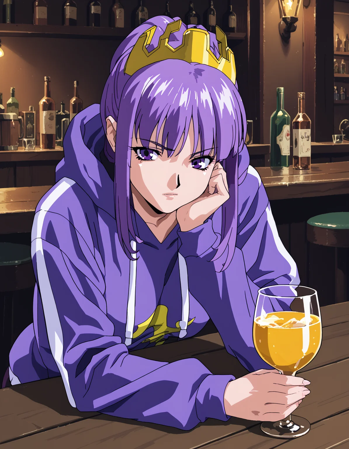 score_9, score_8_up, score_7_up 1girl, solo, julietta, purple eyes, crown, hoodie,
drinking glass, face down, counter, tavern,
<lora:julietta-ponyxl-000053:1> <lora:VIPER_Only_3:0.6> v1p3r1seV6