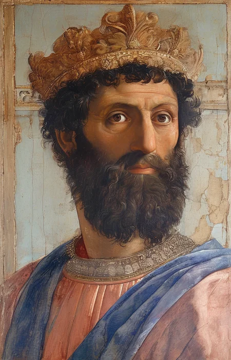 masterpiece,best quality,<lora:tbh197-sdxl:0.9>,illustration,style of Masaccio portrait of noble man