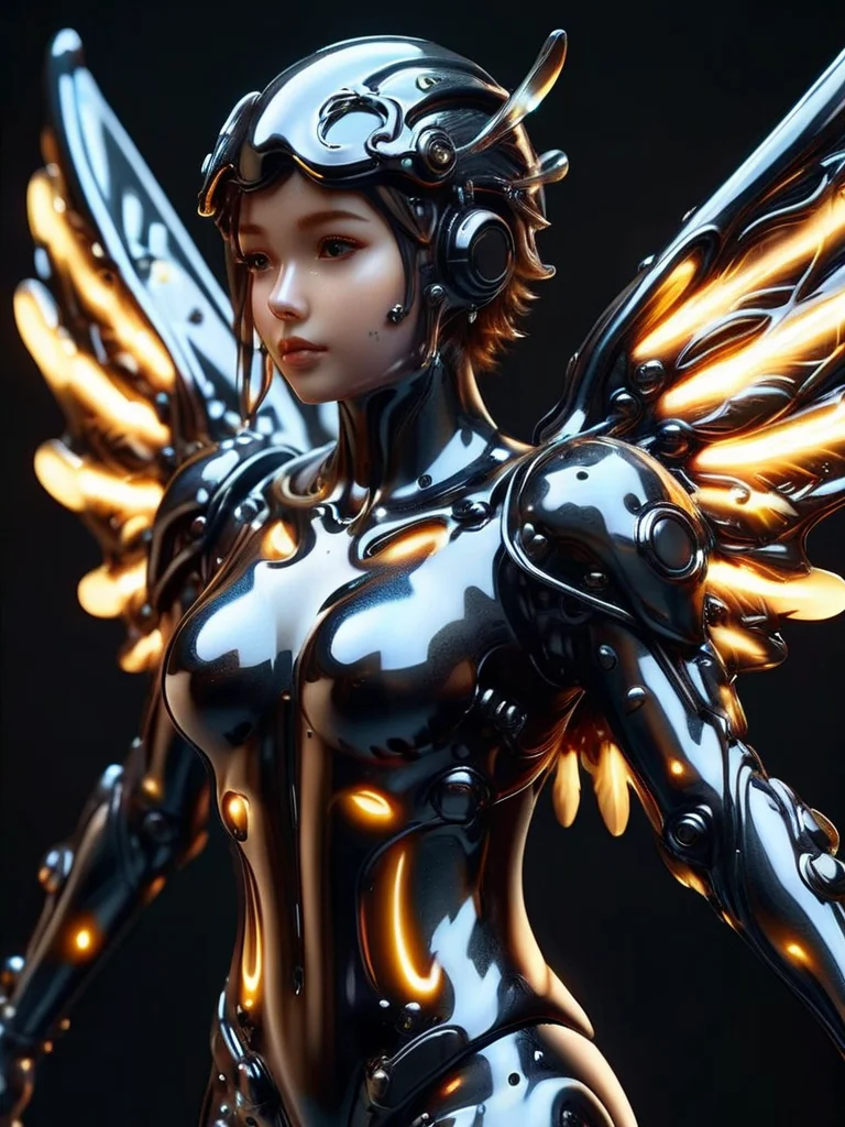 (best quality, masterpiece, colorful, dynamic angle, highest detailed)upper body photo, full body photo, fashion photography of cute mechangel, glowing 4 wings, solo, led style glowing armor, glowing halo, building, glowing mechanical 4 wings (intricate details, hyperdetailed:1.15), detailed, light passing through hair, (official art, extreme detailed, highest detailed) <lora:ral-motoroil-sdxl:1> ral-motoroil