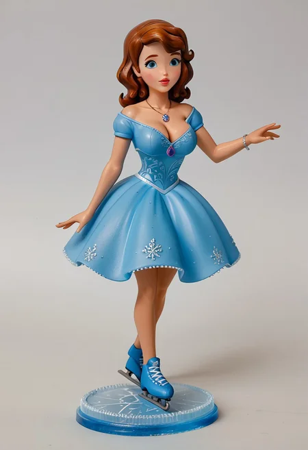 sofia_the_first, necklace, f1guresk8ing, figure skating leotard, dress, ice rink,on ice, large breasts, cleavage