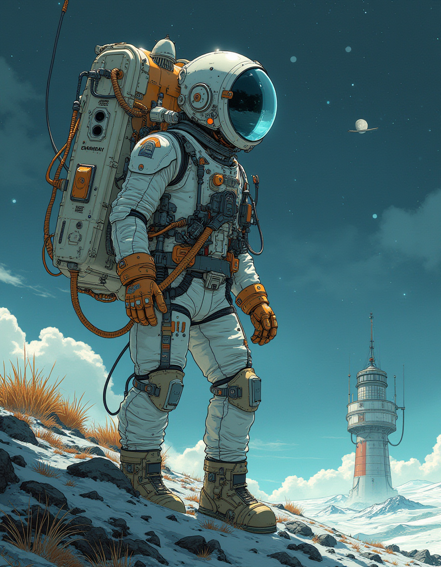 a spaceman  <lora:Blue_Future_flux:1>