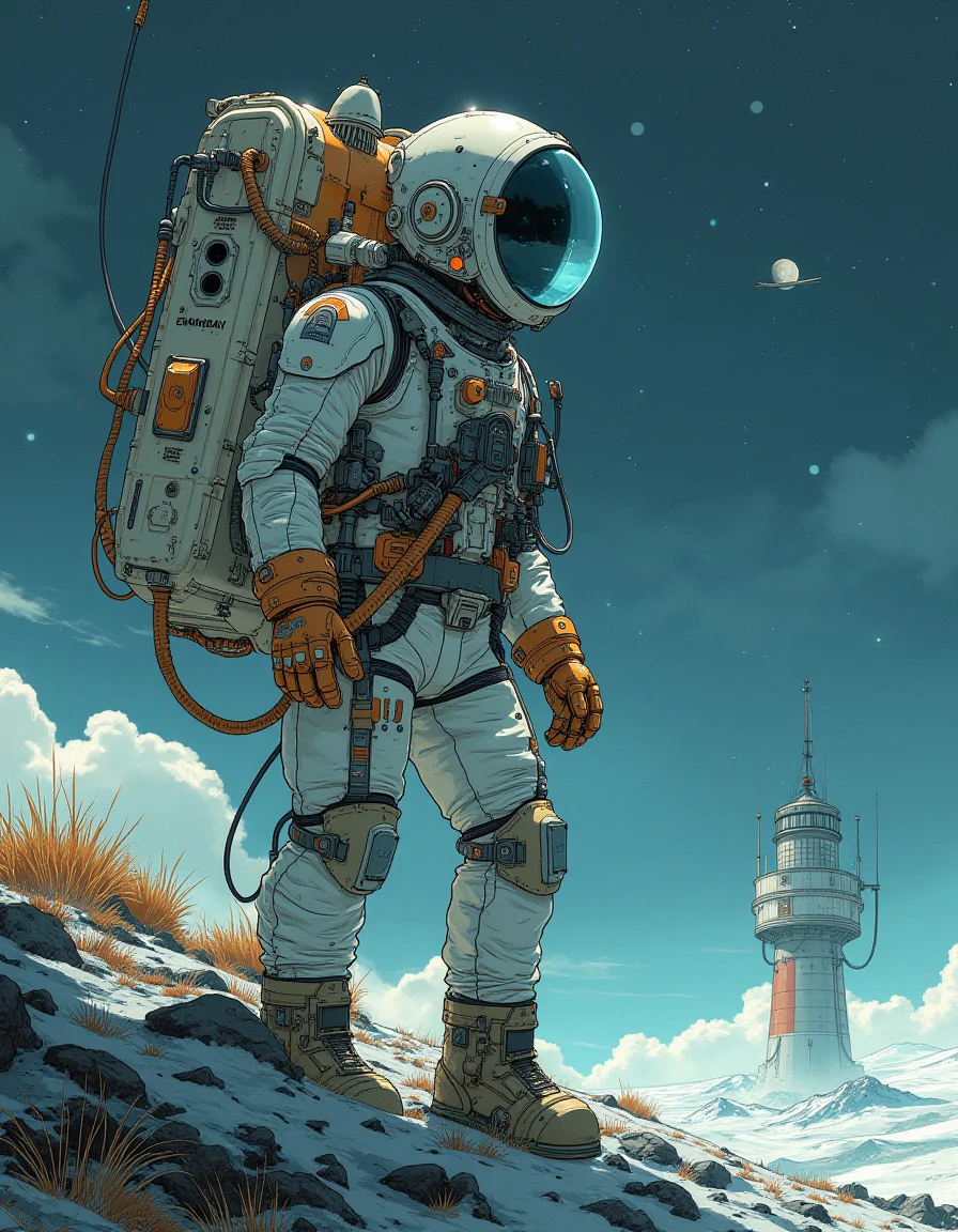 a spaceman <lora:Blue_Future_flux:1>